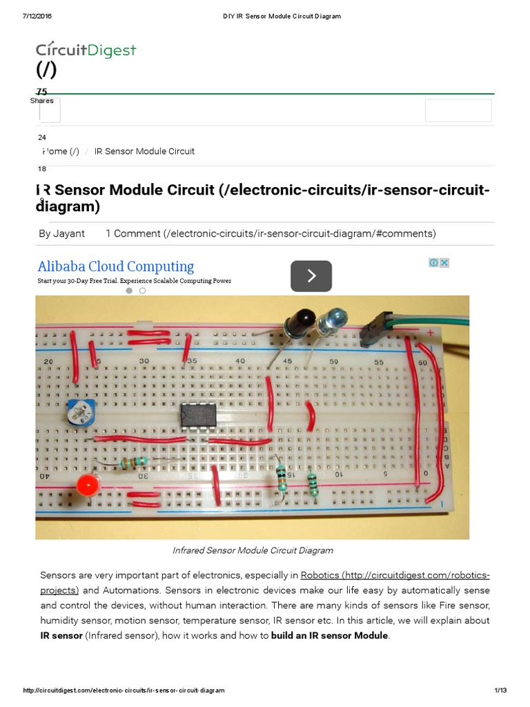 DIY IR Sensor Module Circuit Diagram | Infrared | Light Emitting Diode