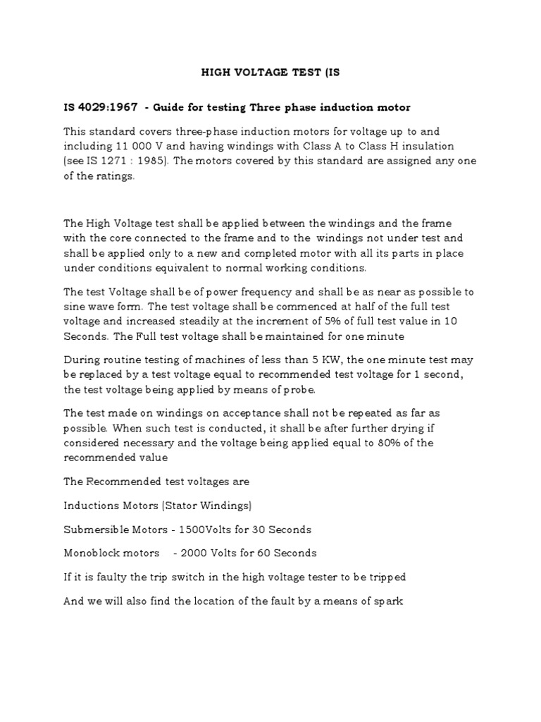 High-Voltage-Test - IS 40291967-Guide For Testing Three Phase Induction ...