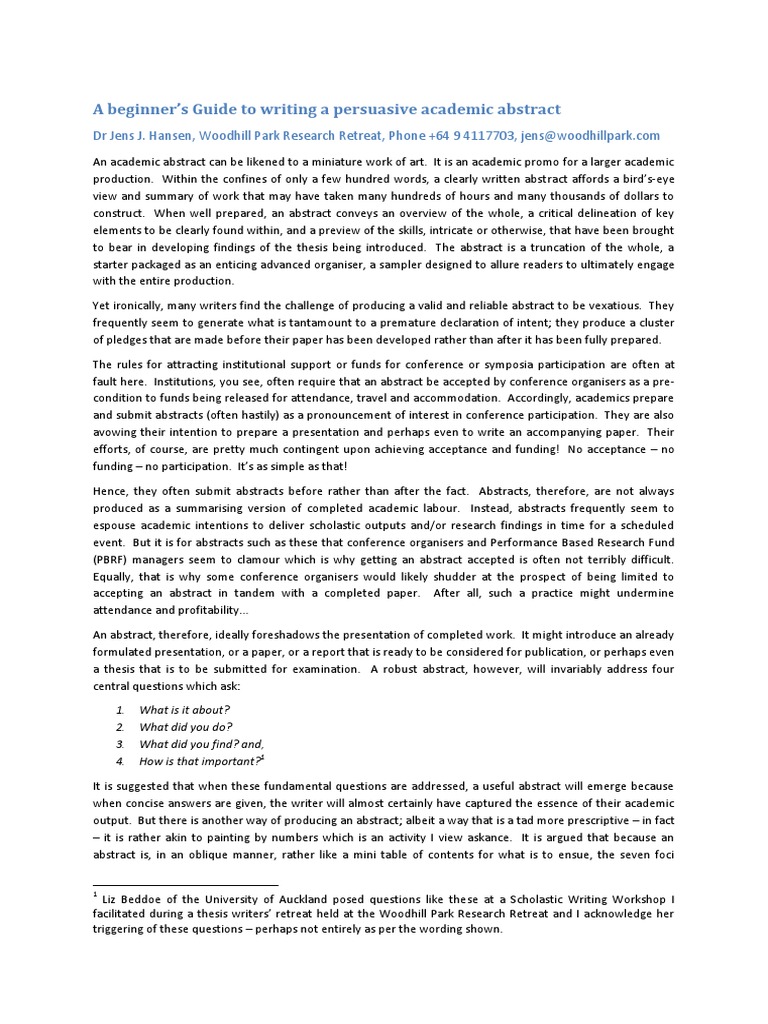 Writing Persuasive Academic Abstracts | PDF | Thesis