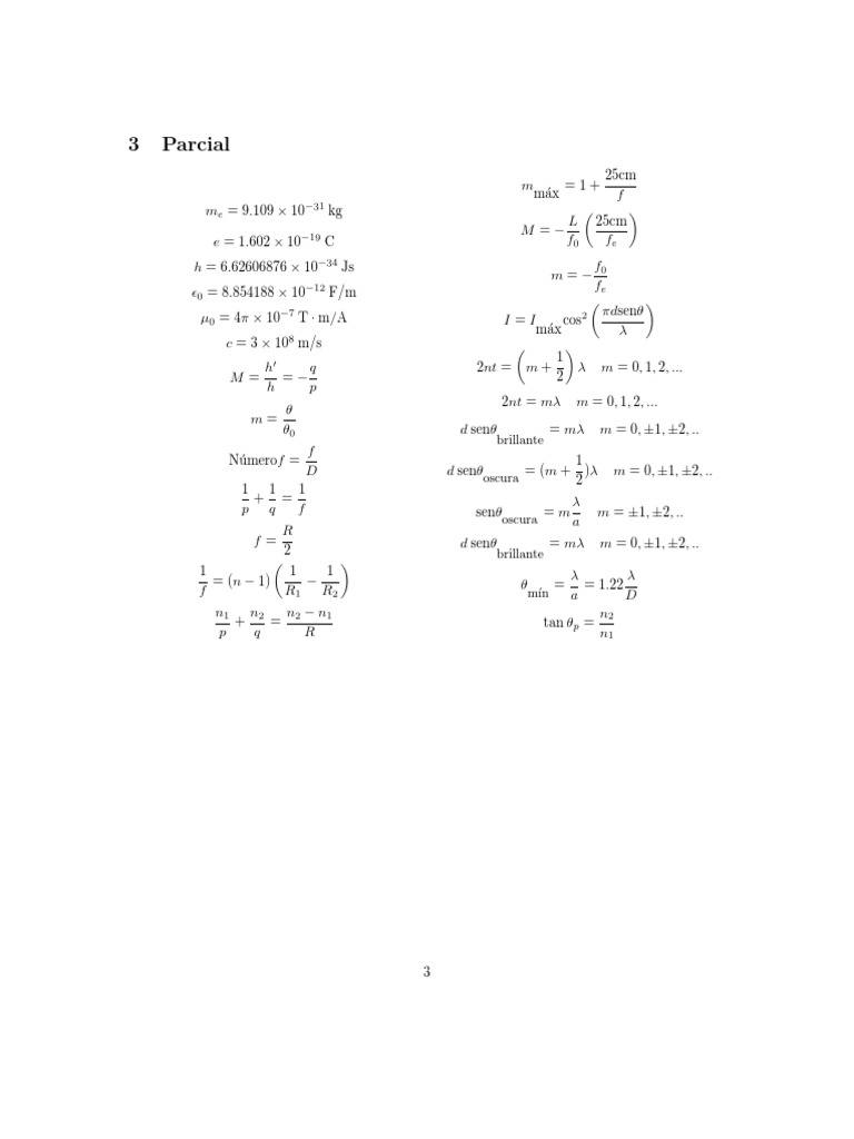 Formu 3 Physics Equations Overview | PDF