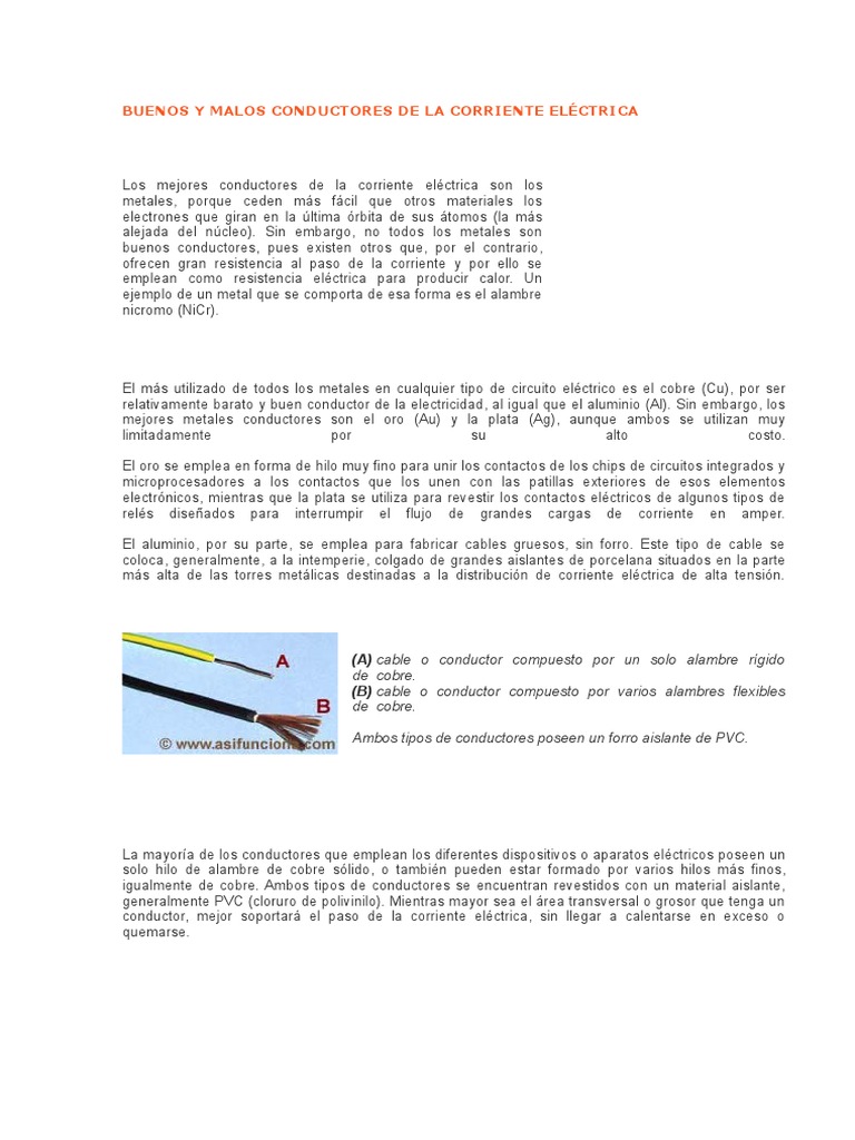 Buenos y Malos Conductores de La Corriente Eléctrica | PDF | Rieles ...