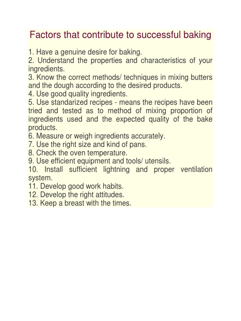 Keys to Baking Success | PDF | Wellness