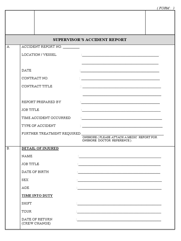 Supervisor's Accident Report 1pdf | PDF