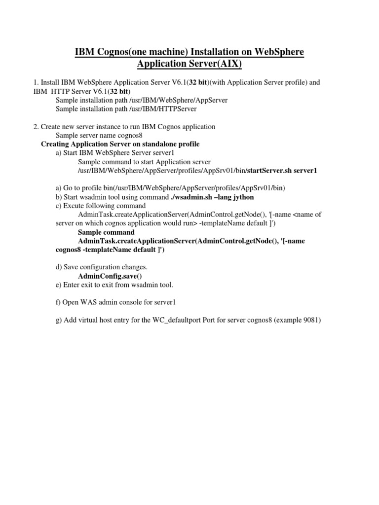 IBM Cognos Installation On WebSphere Application Server | PDF | Web ...