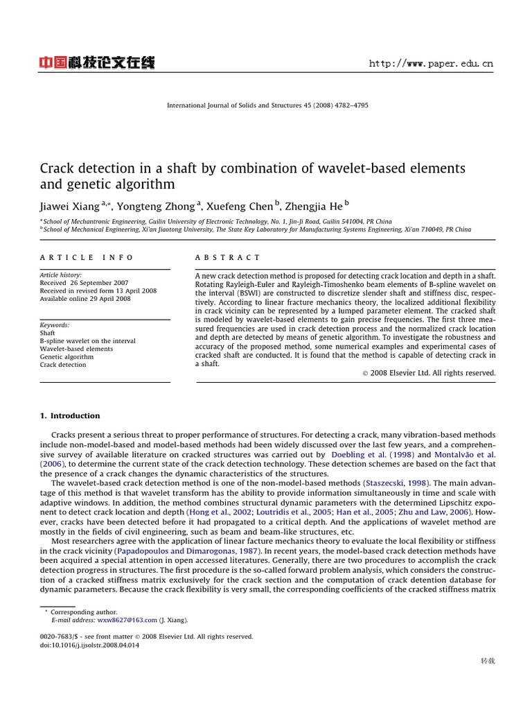 Wavelet-Based Shaft Crack Detection | PDF | Structural Analysis ...