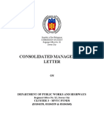 COA Davao City Consolidated Management Letter on DPWH RO XI Cluster 3 MVUC Funds 2016