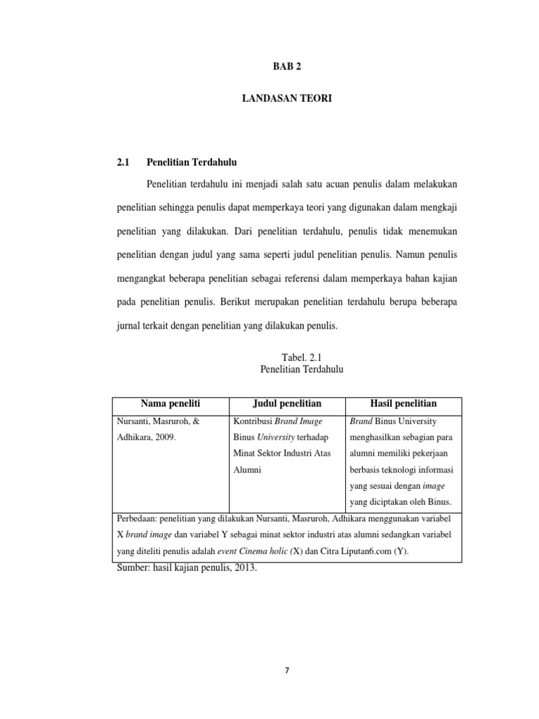 Contoh Penulisan Penelitian Terdahulu