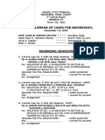 Court Calendar of Cases For Wednesday,: Morning Session