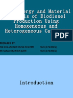 Cost Energy and Material Analysis of Biodiesel Production Using Homogeneous and Heterogeneous Catalyst