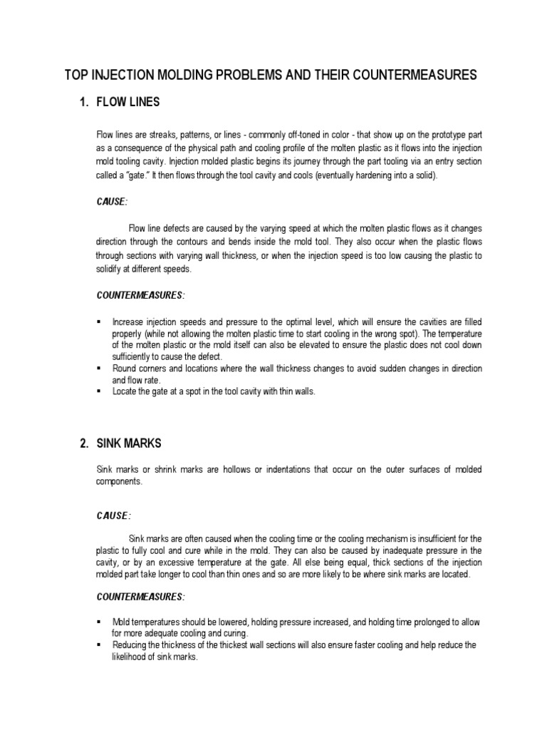 Injection Molding Defects & Solutions | PDF | Nozzle | Materials