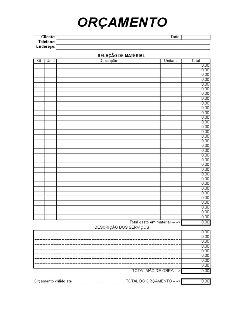Modelo Planilha Orçamento Empresa Simples | PDF | Informática | Negócios
