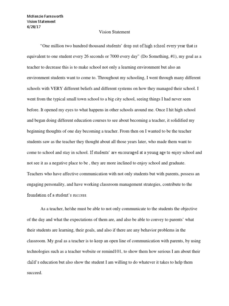 vision statement | Classroom Management | Classroom