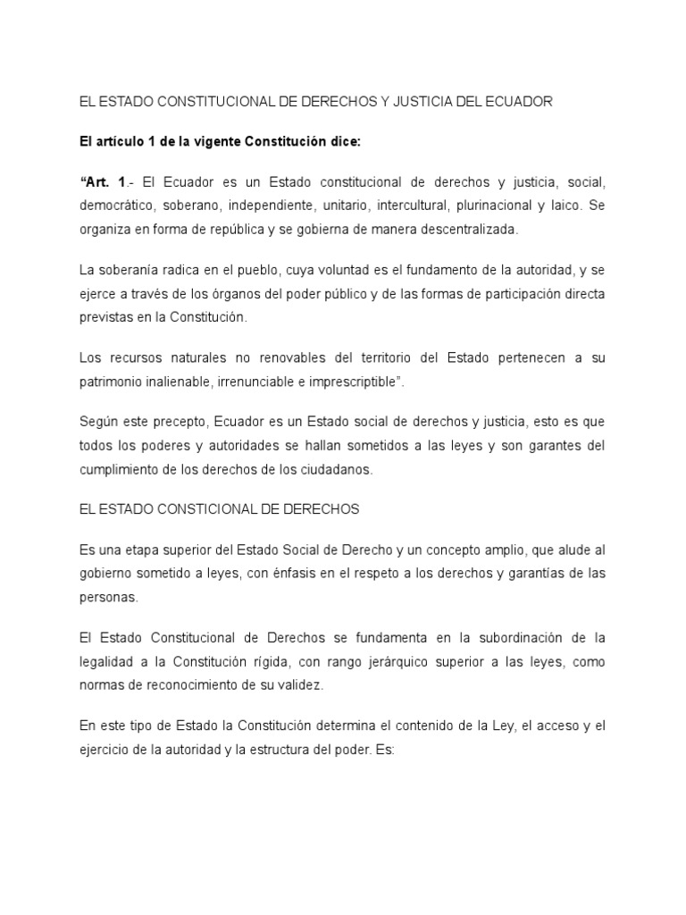 Estado Constitucional de Derechos en Ecuador | PDF | Constitución | Juez