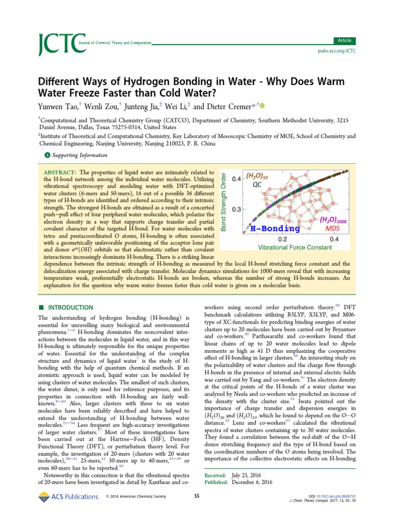 Different Ways of Hydrogen Bonding in Water Why Does Warm Water