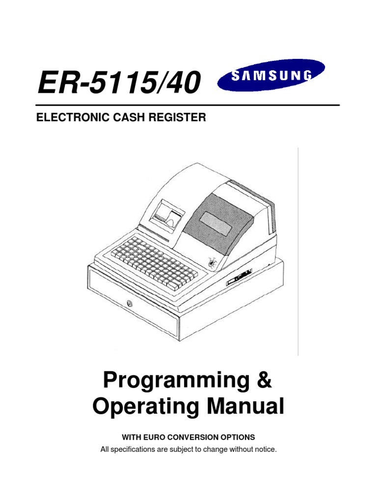 Sam4s Er 5115 40 Program Operation Manual Cheque Axle