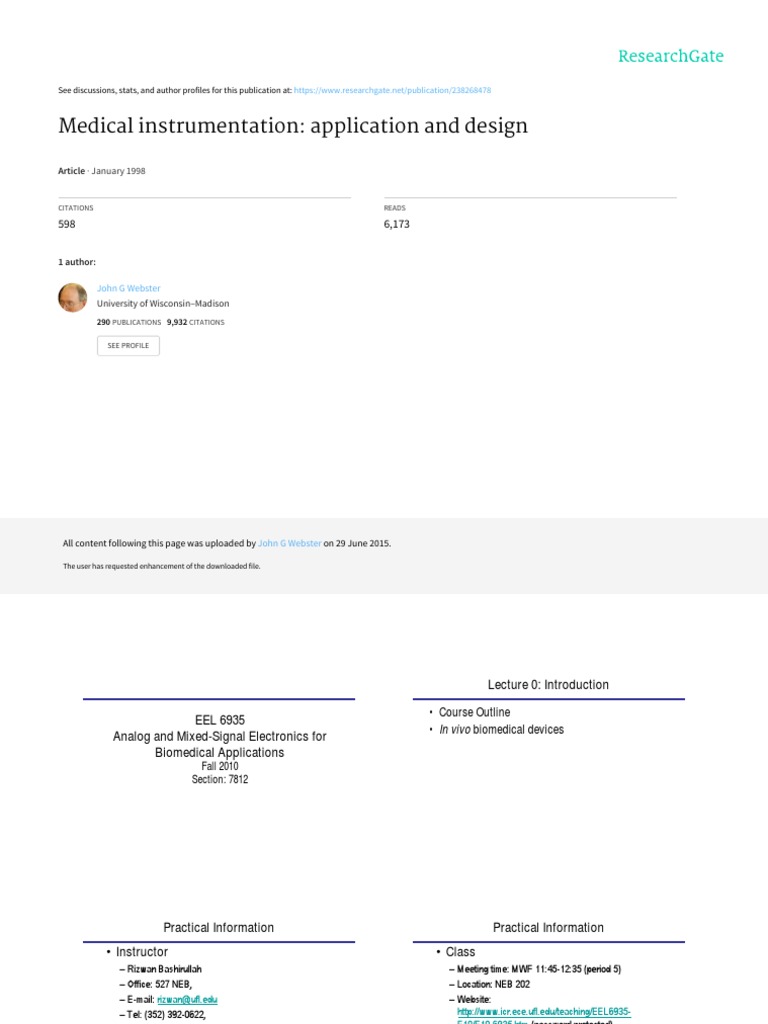 Medical Instrumentation Application and Design PDF Analog To