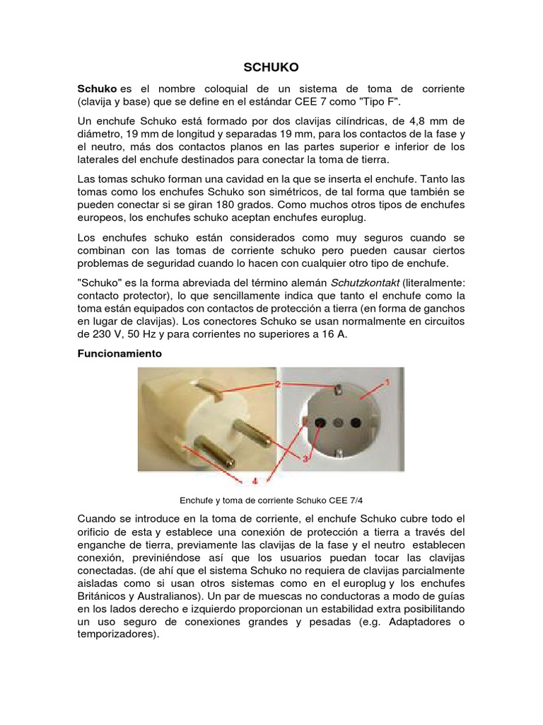 SCHUKO | PDF | Componentes eléctricos | Cableado eléctrico
