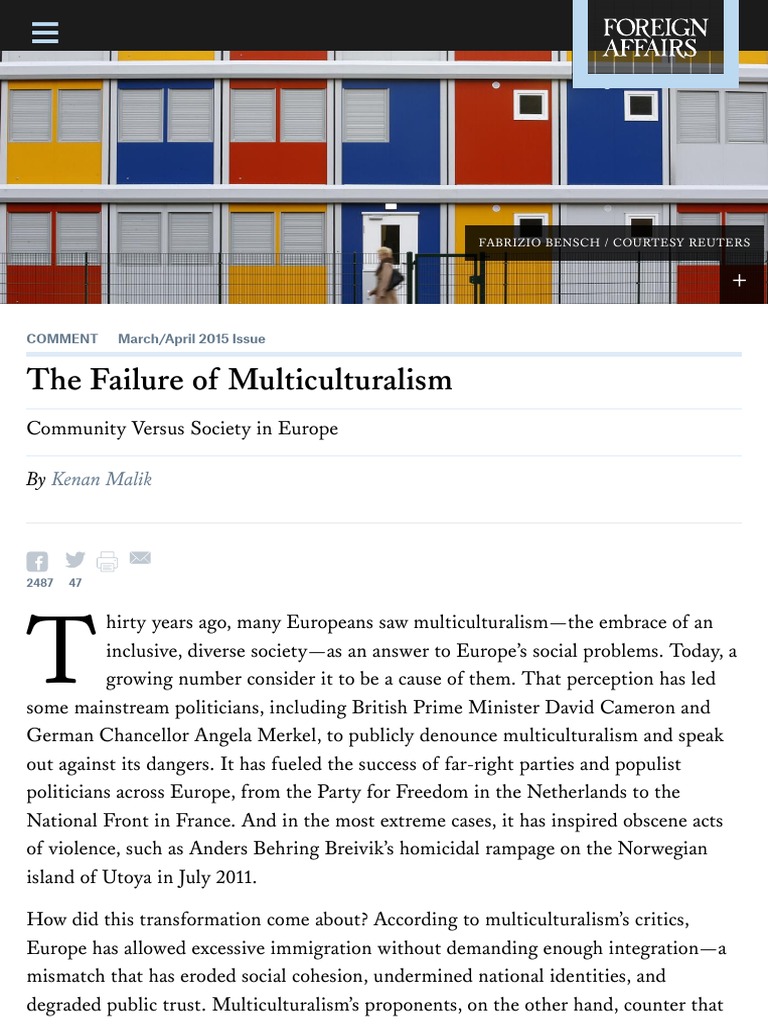 The Failure of Multiculturalism | PDF | Multiculturalism | Cultural ...