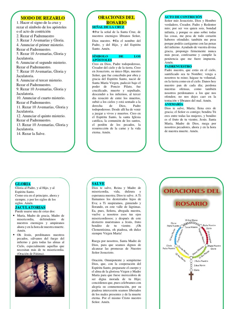 TRIPTICO Oracion Del Rosario | Descargar gratis PDF | orador del Señor ...