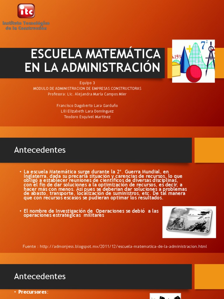 Escuela Matemática de La Administración La investigación