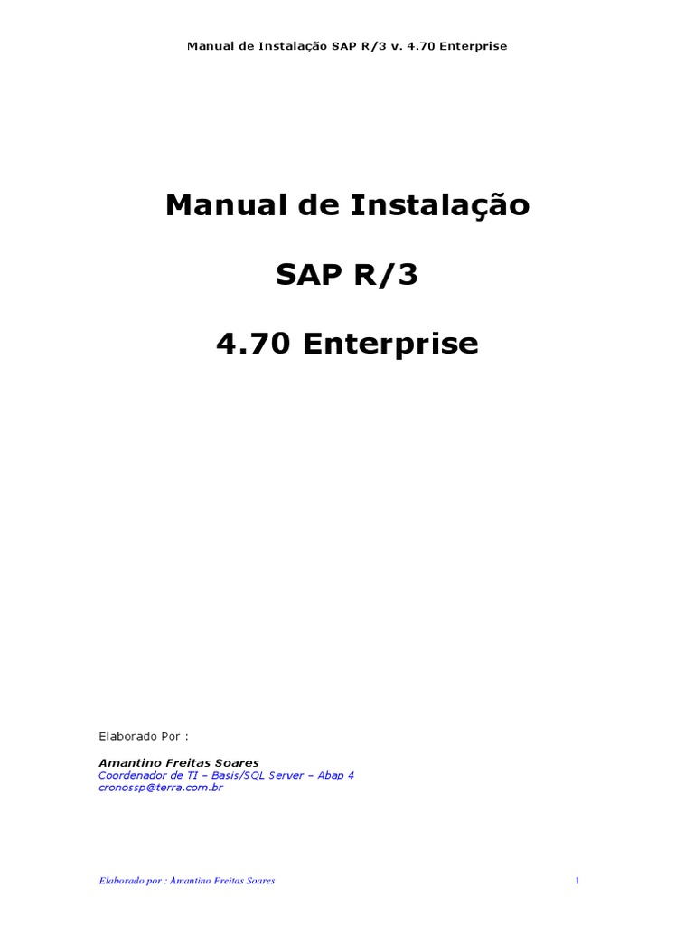 Manual Instalação SAP R3 v470 PDF | PDF