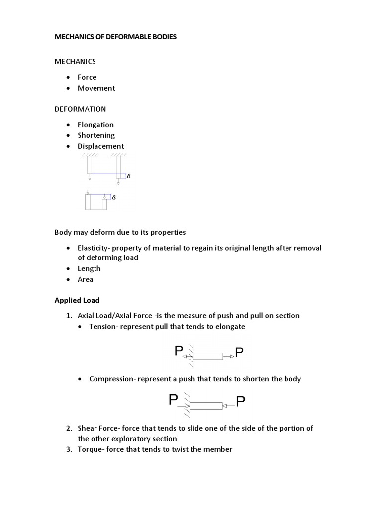 Mechanics of Deformable Bodies Overview | PDF | Stress (Mechanics ...