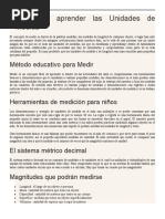 Método para Aprender Las Unidades de Medida