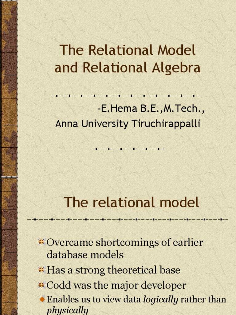 Understanding Relational Model & Algebra | PDF | Relational Database ...