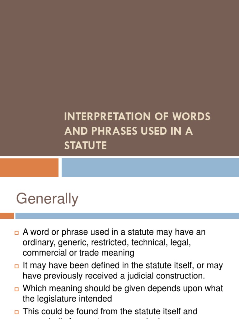 Interpretation of Words and Phrases PDF Statute Common Law