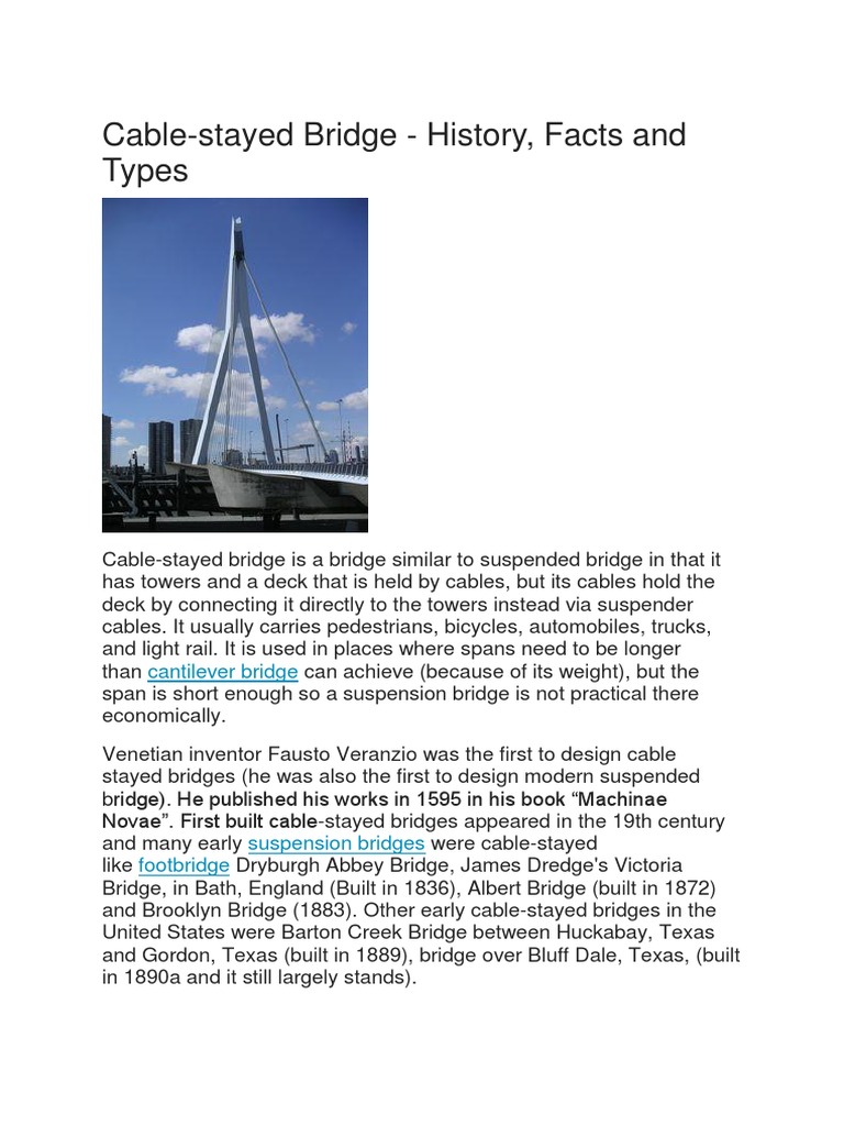 Cable Stayed Bridge PDF Civil Engineering Transport Buildings And