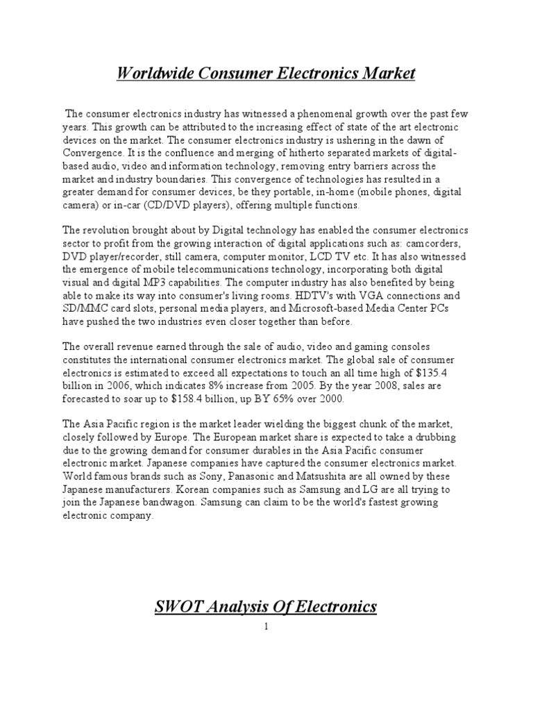 Consumer Electronics Market Insights | PDF | Consumer Electronics ...