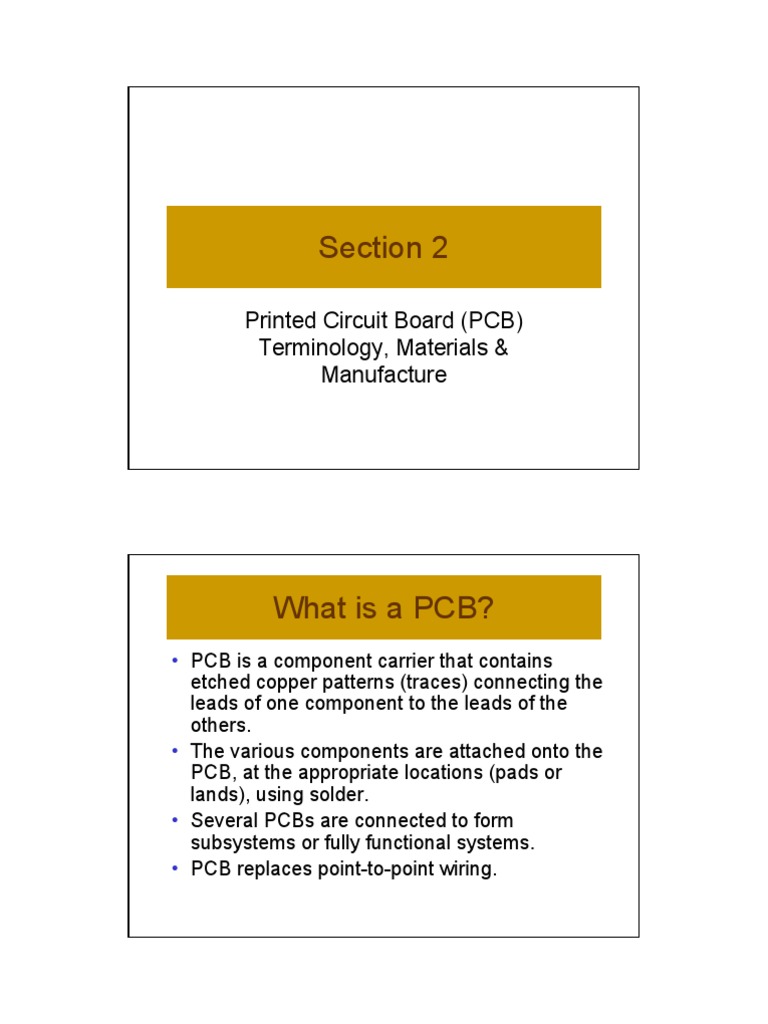 Section 2: Printed Circuit Board (PCB) Terminology, Materials ...