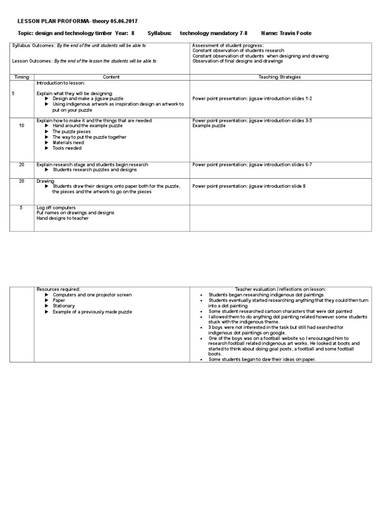 Jigsaw Puzzle Design Lesson Plan | PDF | Drawing | Lesson Plan