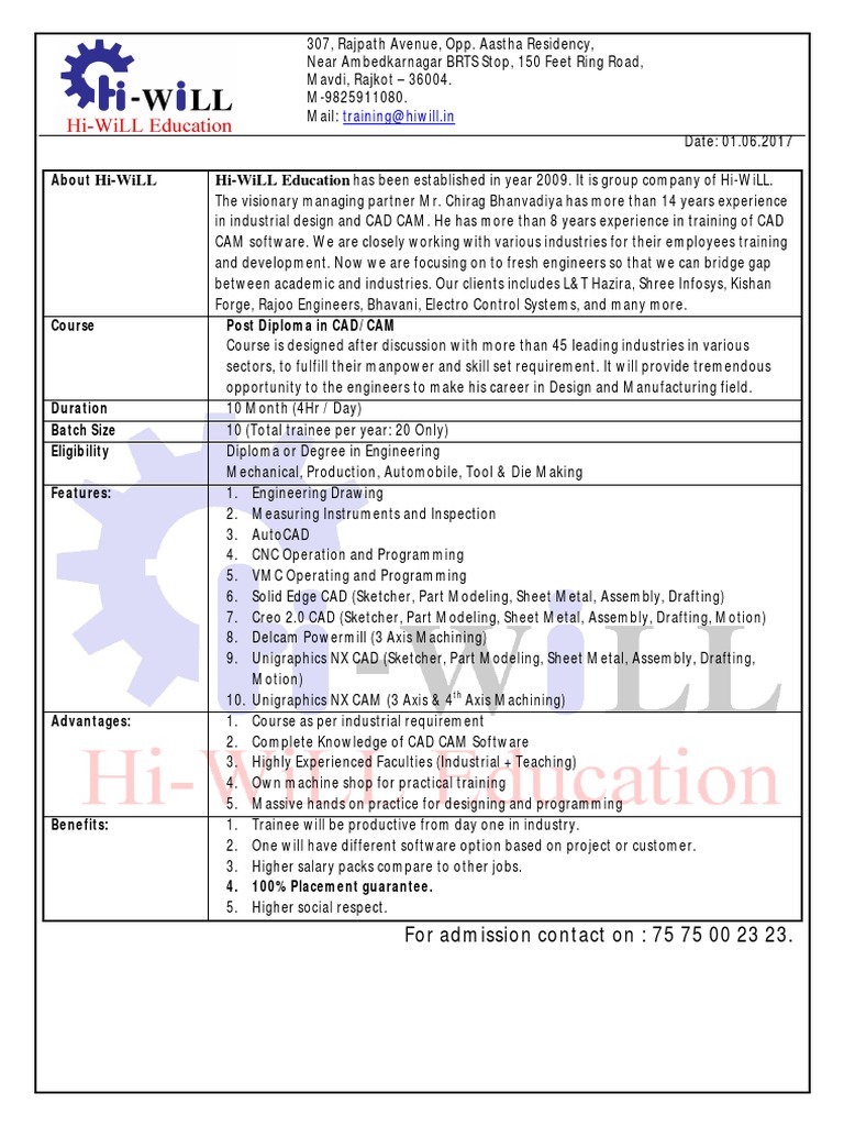 Diploma in CAD CAM PDF Computer Aided Design Engineering