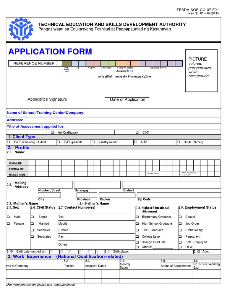 AC Revised Application Form - July 2015 | PDF | Vocational Education ...