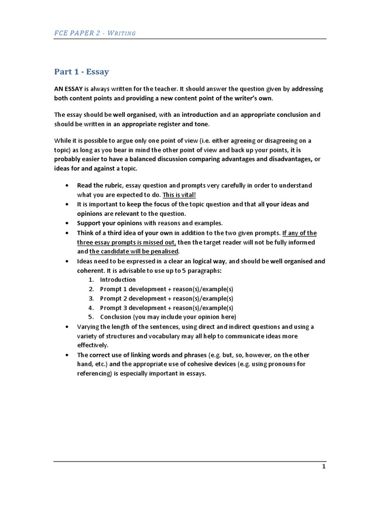 FCE Writing: Essay Guidelines and Tips | PDF | Essays | Science