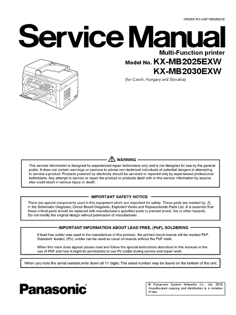 106080931-Panasonic-Kx-mb2025-2030-Service-Manual.pdf | Fax | Image Scanner