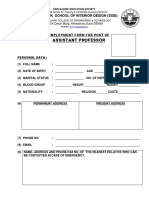 Format For Admission Forms