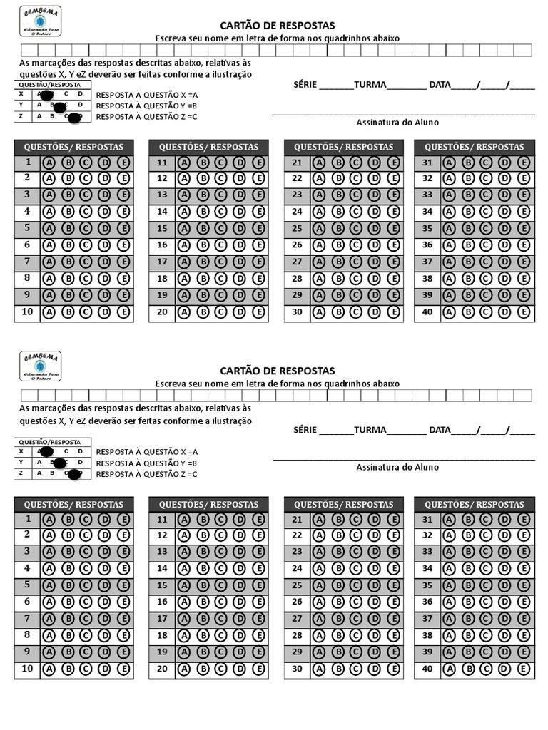 Cartão de Respostas .2 | PDF | Lazer | Esportes