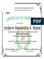 Jordenn Alexandra A. Noble: Field Study Course 1