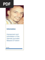 Information Harassment and intimidation of the Sahrawi journalist Mbarek El Fahimi