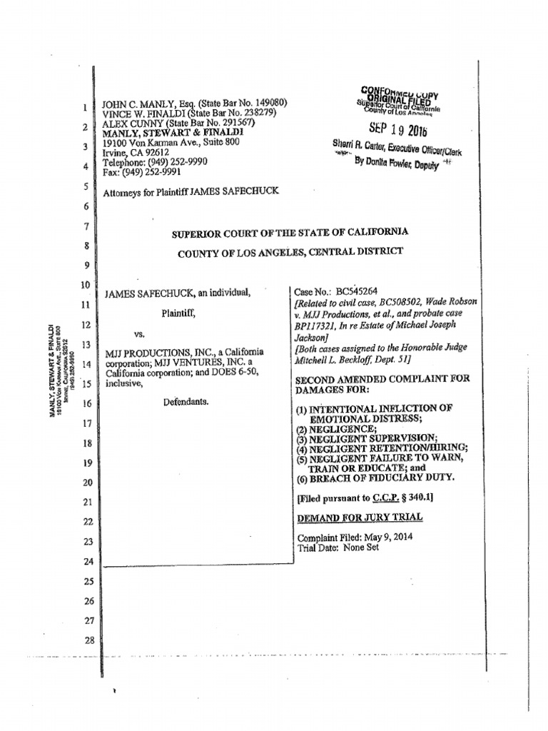 Safechuck v mjj second amended complaint conformed pdf