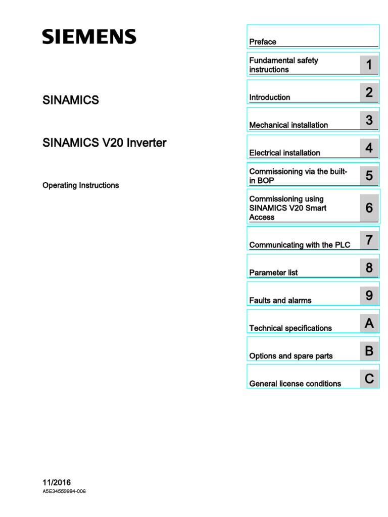 Frequency Converter Siemens Sinamics V20 | PDF | Electrostatic ...