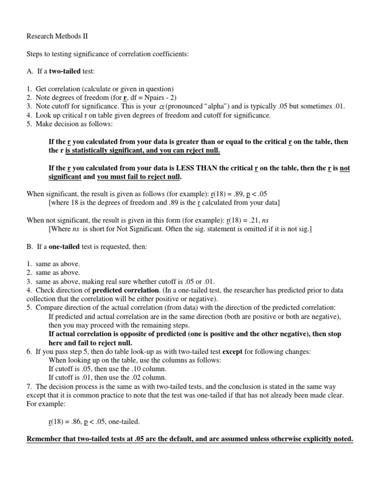 Correlation Significance Testing Guide | PDF | Statistical Significance ...