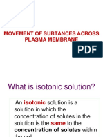 Movement of Subtances Across Plasma Membrane