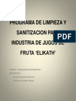 Programa de Limpieza y Sanitizacion Para Industria de Jugos de Fruta Elikath