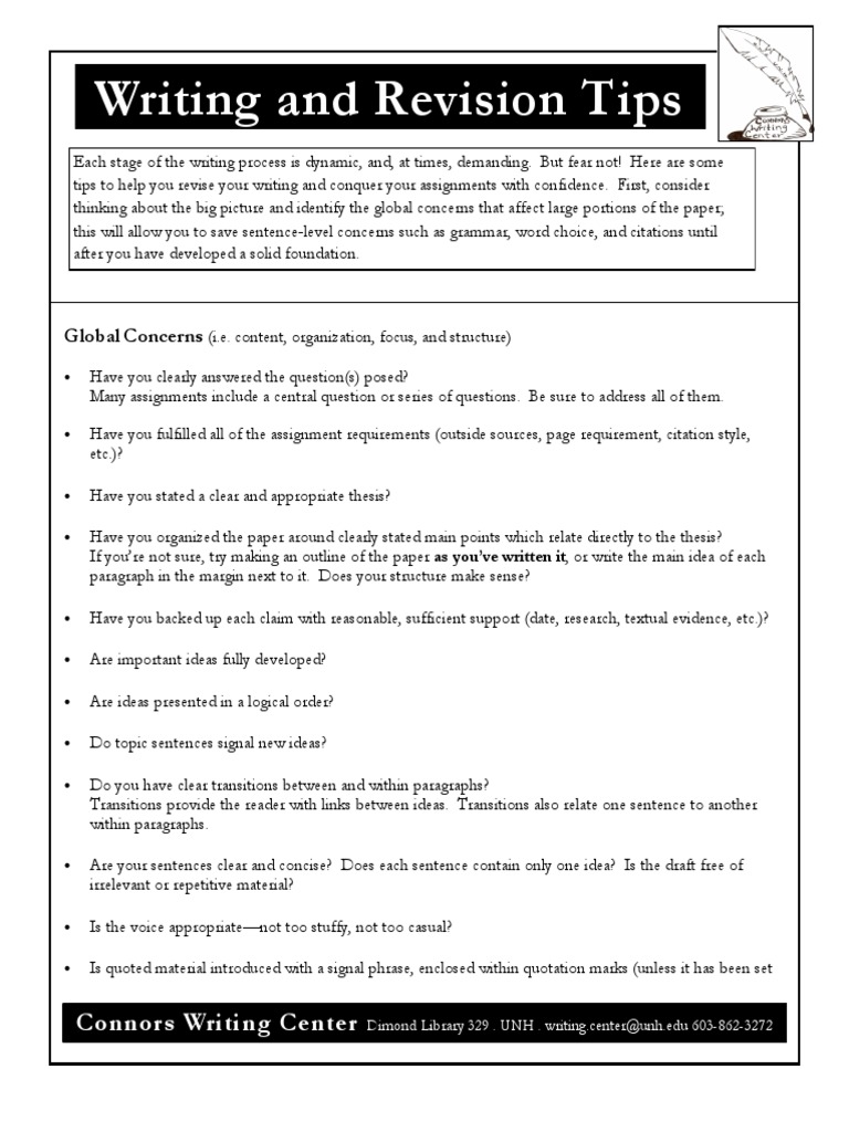 Writing and Revising Tips Final | PDF | Sentence (Linguistics) | Thesis