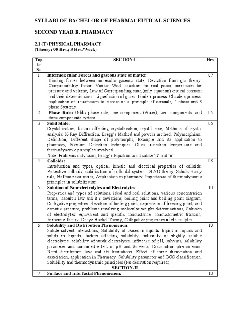 Second Year B Pharmacy Syllabus | PDF | Metabolic Pathway | Metabolism