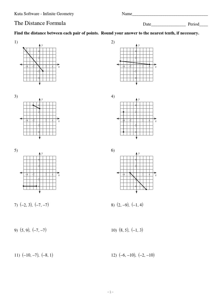 11-The Distance Formula  Teaching Mathematics  Geometry For Distance Formula Worksheet With Answers