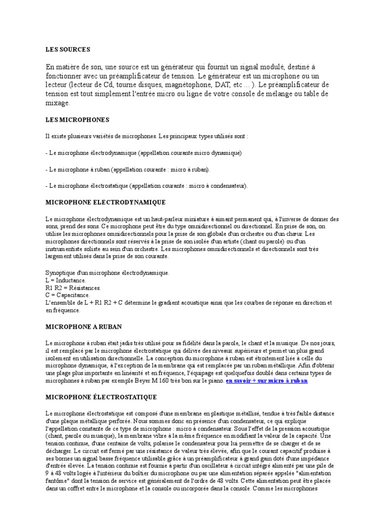 Câblage et branchement des microphones XLR | PDF | Microphone ...